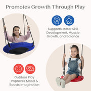 Delta Children FunZone Outdoor Metal 2-Piece Swing Set, Adjustable Height Swing and Disc Saucer, Blue/Red