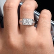 Newshe Jewellery 2 Ct Men Moissanite Wedding Bands 925 Sterling Silver Rings, Size 8 - Lightweight