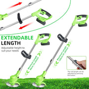 AOVOX Cordless Electric Weed Wacker w/2 4.0Ah Batteries, Brushless Weed Eater, 3-in-1 Grass Trimmer & Lawn Mower, Green