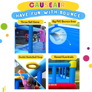 Causeair Inflatable Bounce House with Double Basketball Hoop and Throw Ball Game, 15ft x 14.8ft, Holds Up to 6 Kids, GFK-L002