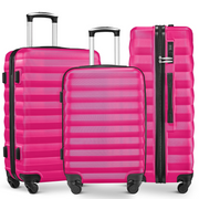 Gowill 3 Piece Luggage Sets Lightweight Suitcases with Spinner Wheels, Rose Red