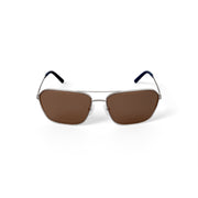 Caribbean Sun Duck Key Unisex Polarized Sport Sunglasses, Silver Geometric Metal Frame, High Contrast Brown Glass Lenses, Large 61-15-140 CS067M