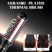Nicebay Thermal Brush Curling Iron Set, 4-in-1 Hair Styling Tool with Curling Iron, Flat Iron, Straightening Brush, Thermal Round Brush, Ceramic Coating, Adjustable Temperature, Gold