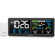 Geevon Weather Station Wireless Indoor Outdoor Thermometer with Dual 5.9 in HD Color VA Display, Digital Temperature Humidity Monitor, Barometer, Comfort Indicator, Adjustable Backlight TX19