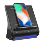 Azpen DockAll D115 Wireless Charging Station, 15W Fast Qi Charger, Bluetooth 4.0 Speakers, Built-In Microphone, Dual USB Ports, Upright Docking, Black