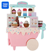Kid Connection 42-Piece Ice Cream Cart Pretend Play Set with Cones, Popsicles, Toppings, Menu, Tablet, Dress-Up Accessories, Multicolor