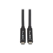 Eaton USB-C Fiber Active Optical Cable, USB 3.2 Gen 2, 10 Gbps Data Transfer, 8K HDR Video, 40W Power Delivery, Male to Male, 15m Black U420F-15M