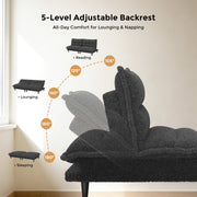 Patbrela Futon Sofa Bed, 4-in-1 Convertible Loveseat Sleeper Couch with Adjustable Backrest, Teddy Plush Fabric, Gray, 71 in, LMJSF12