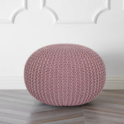 Urban Shop Round Solid Print Polyester Pouf, Pink, Contemporary Accent Seat, 18 in