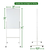 Pen + Gear Mobile Dry Erase Board, 24 X 36 inch, Whiteboard - Aluminum Frame