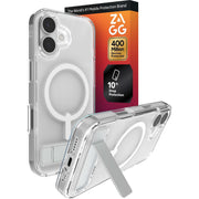 ZAGG Clear Snap with Kickstand Hard Shell Bumper Case, Clear, Drop Protection up to 10 ft, MagSafe Compatible, for iPhone 17, 702319381