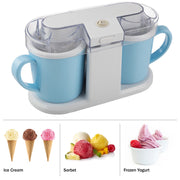 Classic Cuisine 1QT Ice Cream Maker, Double Bowl Design, Automatic Operation, Blue, KIT-ICECRM2-BLU