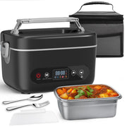Garsheon Electric Cordless Heated Lunch Box, 24,000mAh Battery, 5.1-Cup Capacity, 5-Side Even Heating, Stainless Steel, Leakproof Design