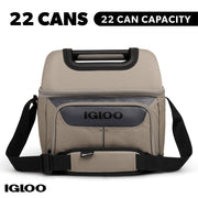 Igloo Trek Gripper Soft Sided Cooler, 22 Can Capacity, Premium Insulation, Sandstone Tan