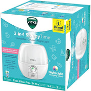 Vicks VUL500 3-in-1 Sleepy Time Ultrasonic Cool Mist Humidifier with Nightlight, White