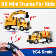Force1 Mini Firefighter RC Truck 2-Pack, 1:64 Scale Spray and Lift Fire Trucks with LED Lights, Rechargeable, 2.4GHz Remote Control