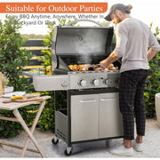 Sophia & William E02GR001 4-Burner Gas BBQ Grill with Side Burner and Porcelain-Enameled Cast Iron Grates, Silver