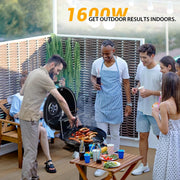 Techwood 1500W Indoor Smokeless Electric Grill and Griddle Set, Nonstick Plates, 6-Level Temperature Control, Turbo Smoke Extractor, Tempered Glass Lid, Red