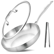 LOLYKITCH Tri-Ply Stainless Steel Frying Pan Set, 8, 10, 12 Inch Skillets, Induction Compatible, Dishwasher and Oven Safe