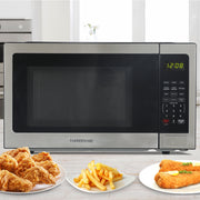 Farberware Countertop Microwave Oven, 1.1 Cu Ft, 1000W, 8 Auto Cook Settings, Defrost Function, Child Safety Lock, Stainless Steel, FMO11WLBKSS