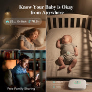 Sense-U Pro Baby Movement Monitor, Long Range, Tracks Abdominal Movement, Rollover, Sleeping Position, Temperature, Audible and Vibration Alerts, Supports Twins, Green