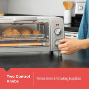 Black+Decker Crisp N Bake Air Fry 4-Slice Toaster Oven, 1150 Watts, 5 Cooking Functions, Gray, TO1785SG