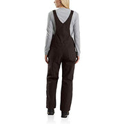 Carhartt Womens Relaxed Fit Washed Duck Insulated Bib Overalls, Dark Brown, Small Short, 104049