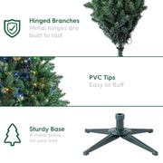 Holiday Time 7.5-Foot Kennedy Fir Artificial Christmas Tree, 400 Color-Changing LED Lights, Quick Set Assembly, SureBright Technology, Green
