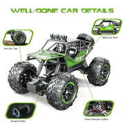 Hot Bee 1:18 Scale Monster Truck Crawler with Rechargeable Batteries, Green