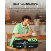 Baseus Bass EP10 NC Wireless Earbuds, Hybrid Active Noise Cancellation 43dB, 12mm Super-Bass Drivers, 41H Playtime, 4-Mic AI Clear Calls, IP55 Water Resistant, Black
