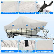 SHELTUSE YTZ02-17-19 16-18Ft Heavy Duty 1200D Oxford Boat Cover, 16' - 18'L, Beam Width Up to 98'' W, Grey