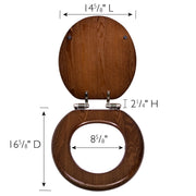 Design House Dalton Wooden Round Soft Close Toilet Seat, Java Brown, Quick-Release Hinges, 16.5 in, 561241-JV