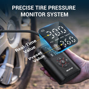NEXPOW Tire Inflator Portable Air Compressor, 150 PSI, Dual-Screen Display, Rechargeable Battery, Compact Wireless Design