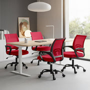 Edx Ergonomic Mid-Back Office Chair with Lumbar Support, Breathable Mesh Backrest, Adjustable Height, Red