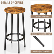 Mooseng 3-Piece Kitchen Island Set with Storage, Wooden Bar Table and 2 Walnut Stools, Industrial Modern Counter Height Dining Set