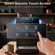 Bluebow Semi-Automatic Espresso Machine with Built-in Burr Grinder, 20 Bar Pump, Milk Frother, Electric Touchscreen, Black, CM5520