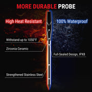 ThermoPro TempSpike XR Wireless Meat Thermometer with 2 Ultra-Thin Waterproof Probes, Signal Extender, Large Digital Display, Black, TP863BW