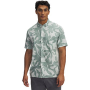 Under Armour Shorebreak Hybrid Printed Woven Short-Sleeve Button-Down Shirt, Silica Green Stone, Large, 81519840