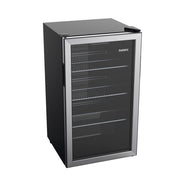 Galanz Beverage Refrigerator, 116 Can Capacity, Stainless Steel Glass Door, Digital Temperature Control, LED Lighting, 3 Adjustable Shelves, Freestanding Mini Fridge, GLB36S2CS