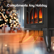 Tzumi 30387 Cozi Portable Stove Heater, Electric Heater with Life-Like 3-D Flame Effect, Dual Heat Levels, Fan-Powered Air Circulation, Black, 18 Inch