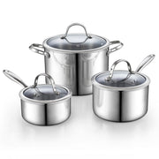 Cooks Standard Stainless Steel 6-Piece Multi-Ply Clad Cookware Set, Silver, Includes 1.5-Quart and 3-Quart Saucepans with Lids, 8-Quart Stockpot with Lid