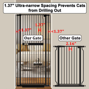 Fairy Baby 70.8 in Extra Tall Cat Gate, Adjustable 29.99-45.62 in Width, Pressure Mounted, Walk-Through Black Metal