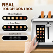 Mecity T-88A Touchscreen 4-Slice Toaster with Countdown Timer, Silver