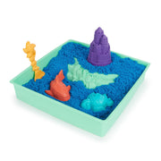 Kinetic Sand Sandbox Set, 1lb Blue Play Sand, Sandbox Storage, 4 Molds and Tools - Kids Ages 3+