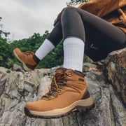 CC-Los Women's Waterproof Hiking Boots, Leather, Ankle-High, Lace-Up, Medium Width, Slip-Resistant Rubber Outsole, Shock Absorption