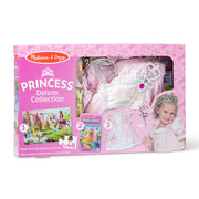 Melissa & Doug Princess 3-in-1 Deluxe Collection Themed Gift Set, Satiny Ruffled Gown Costume, 48-Piece Jumbo Floor Puzzle, Reusable Water WOW Activity Pad, FSC-Certified Materials