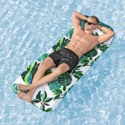 H2OGO Blissful Drifter Fabric Floating Mat, Tropical Inflatable Pool Lounger with Pillow Cushion, Removable Washable UV-Protected Cover, 72 in x 28.5 in, 43731E