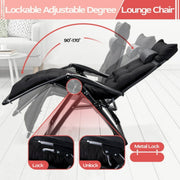 Vecukty Ergonomic Patio Recliner Folding Reclining Chair for Indoor and Outdoor, Comfortable, Black