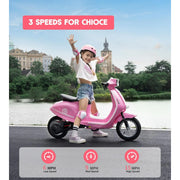 SaveJoy SX2438 Kids Motorcycle 24V Retro Ride on Toys for Ages 8+, 15 mph LED Light up Electric Ride On Car, Pink