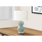 Monarch Specialties Blue Ceramic Table Lamp, Double Gourd Shape, Acrylic Base, Ivory Drum Shade, 25 in, Contemporary Design, I 9743